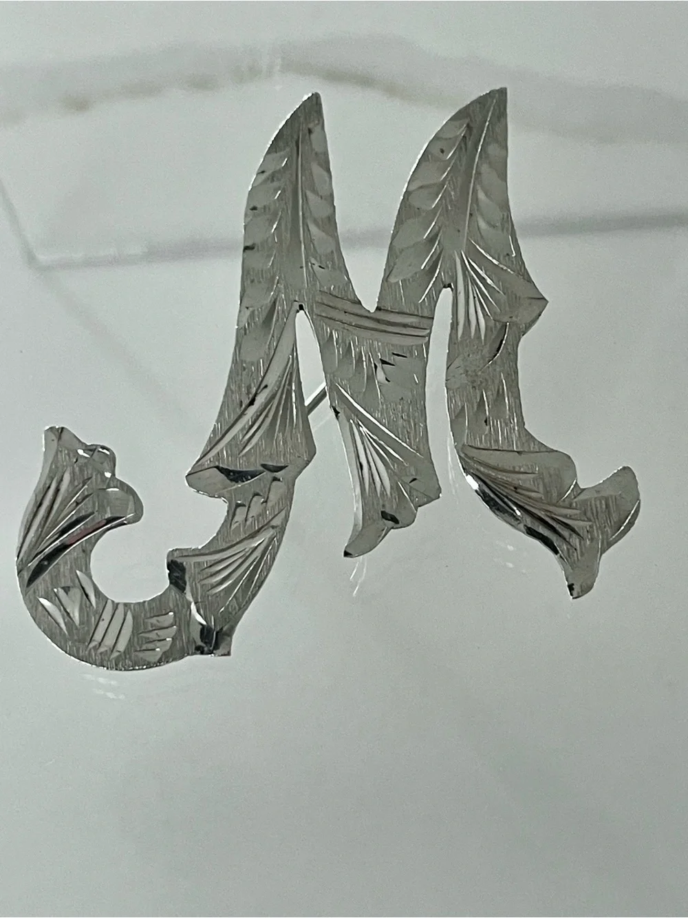 Vintage Sterling Silver 925 Taxco Mexico Initial “M” Monogram Brooch Pin